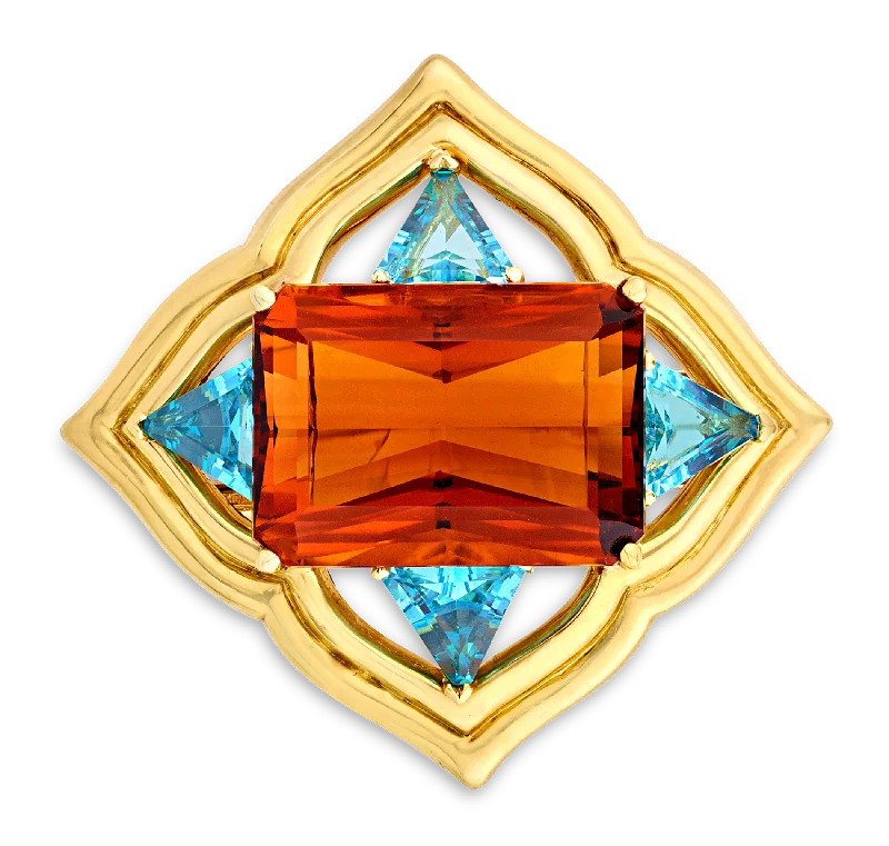 Ron McNamer Citrine and Topaz Brooch