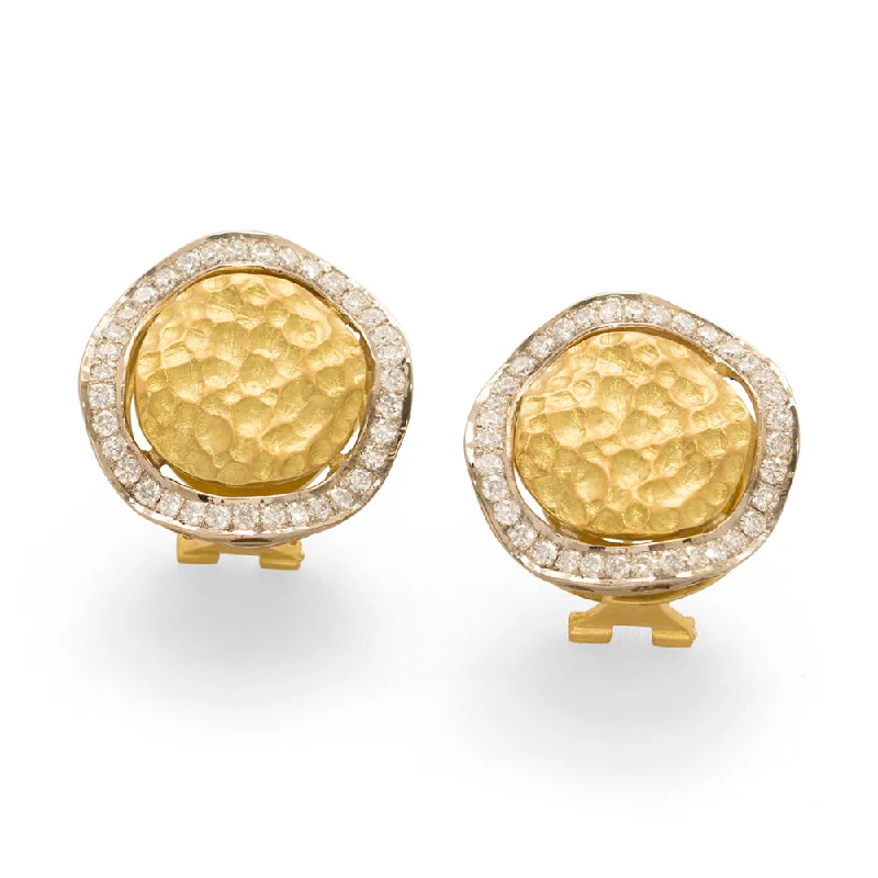 Diamond Waves & Textured Gold Earring