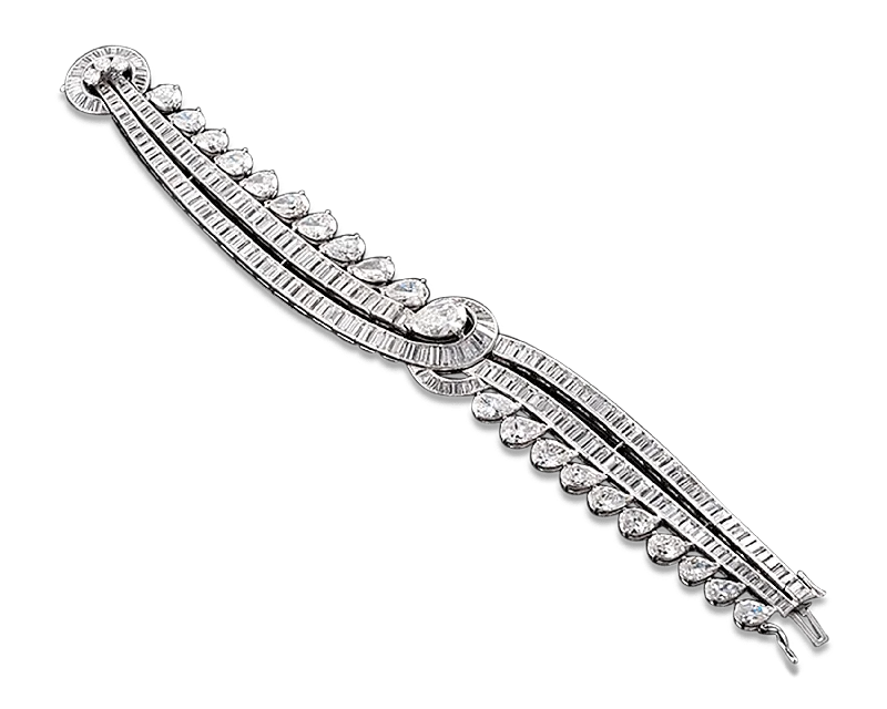 Pear and Baguette Diamond Bracelet, 35.00 Carats