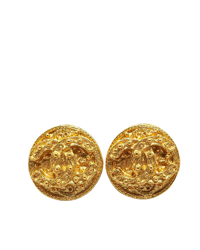 Gold Plated Round Clip On Earrings