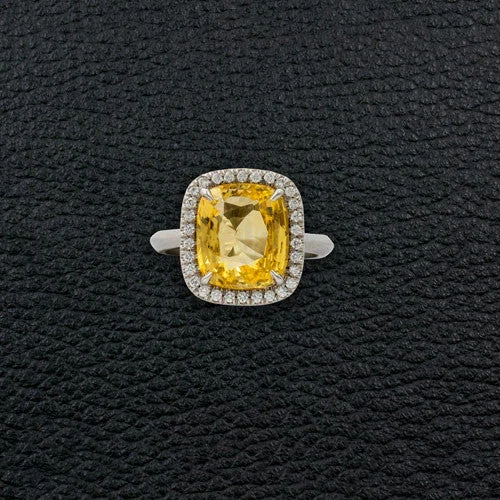 Yellow Sapphire & Diamond Ring