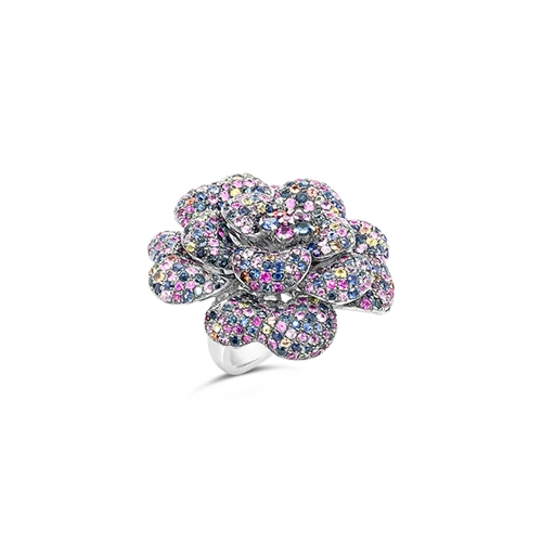 Multi-color Sapphire Flower Ring