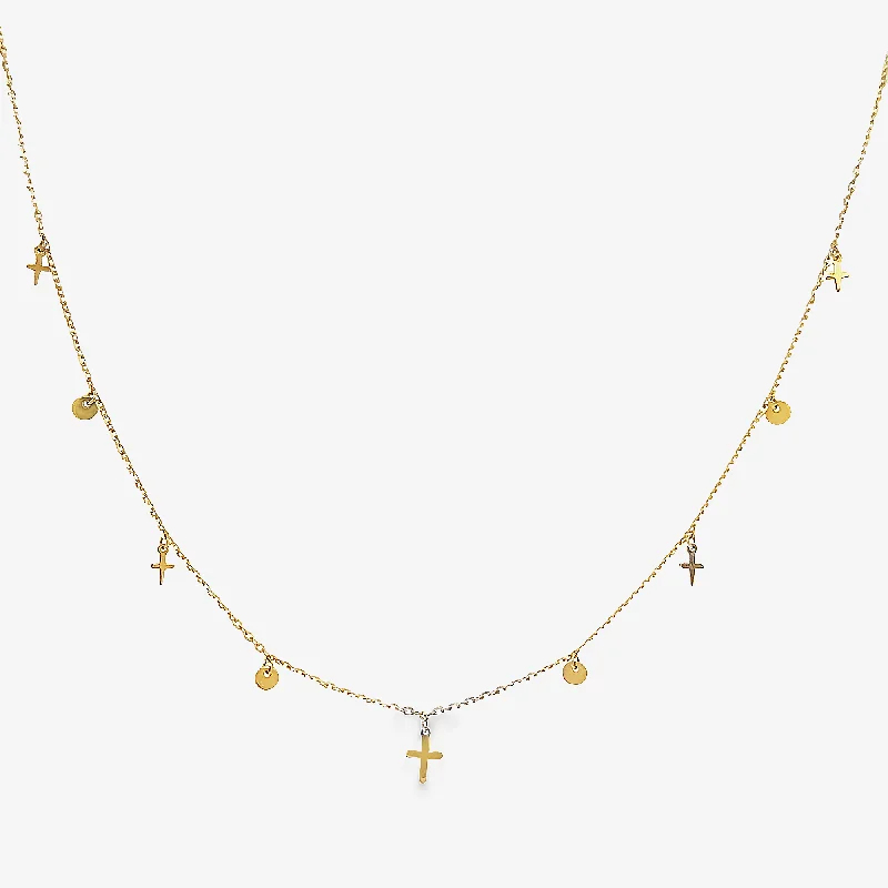 Mini Cross & Disc Necklace