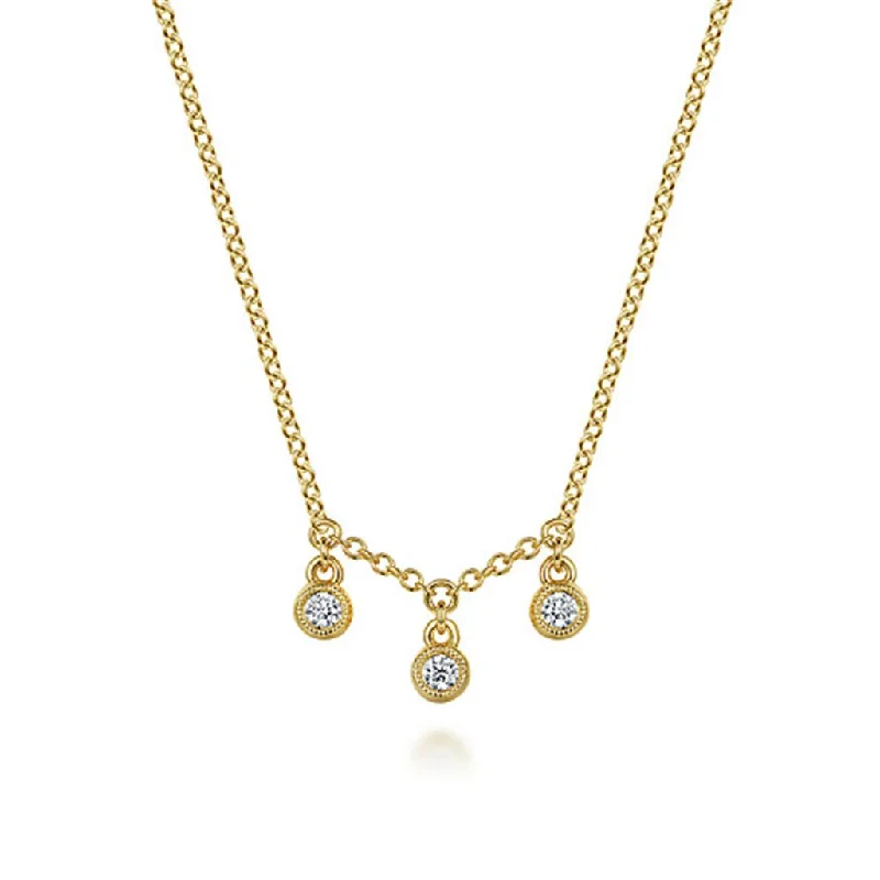 Gabriel & Co 14k Yellow Gold Diamond Drop Necklace