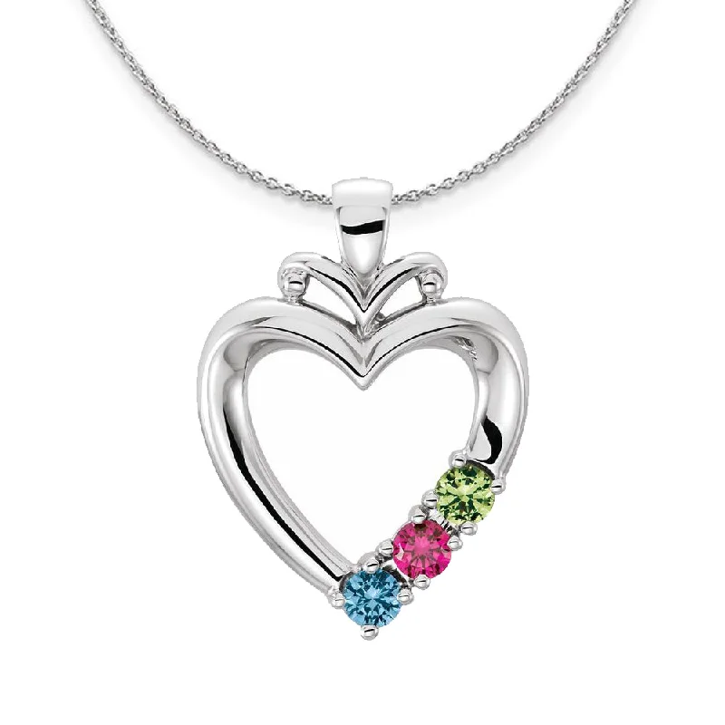 Family Heart Birthstone Pendant or Necklace