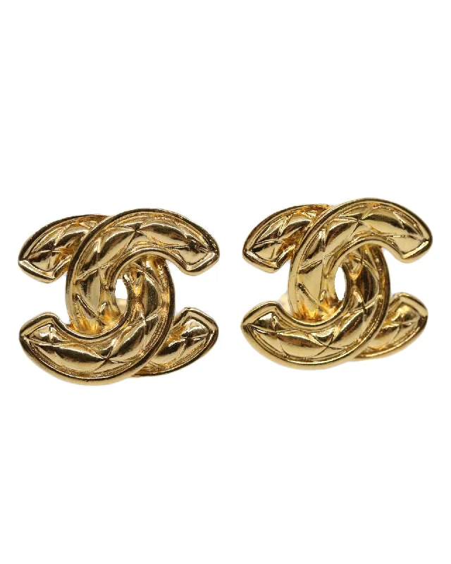 Gold Tone Coco Mark Earring by CHANEL - Authentic (SKU 60078A)