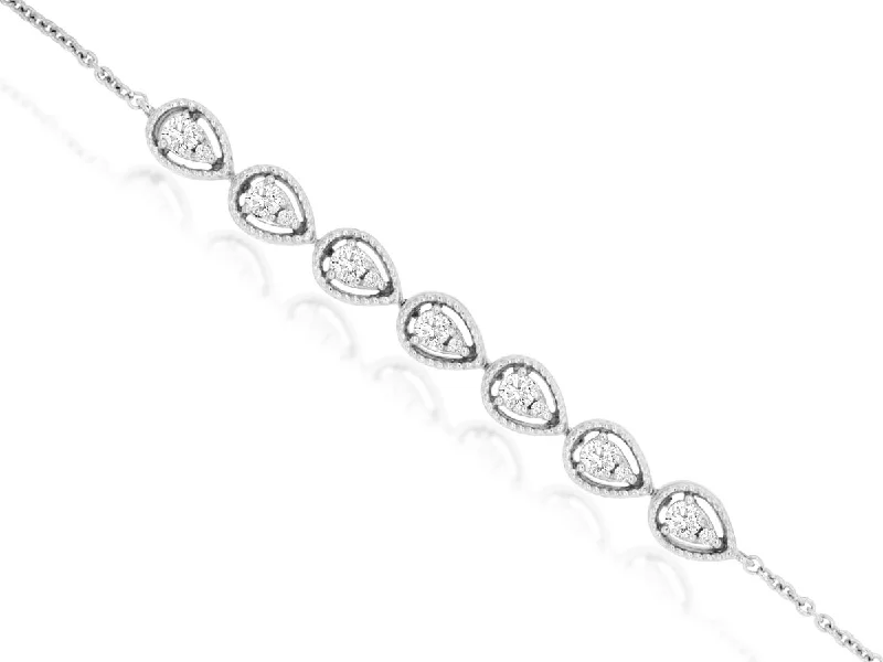 14K White Gold Pear Shape Diamond Bracelet