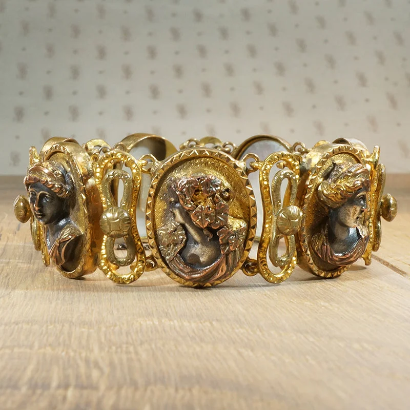 Silver and Gold Repoussé Cameo Bracelet c1800