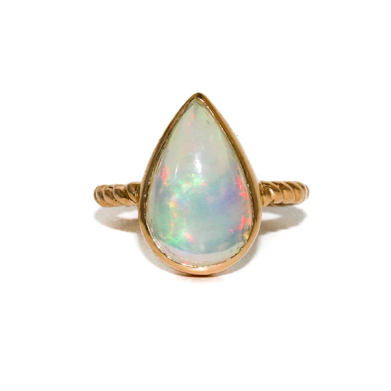 14k Teardrop Welo Opal Ring