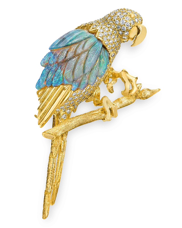 Henry Dunay Opal Bird Brooch, 21.69 Carats