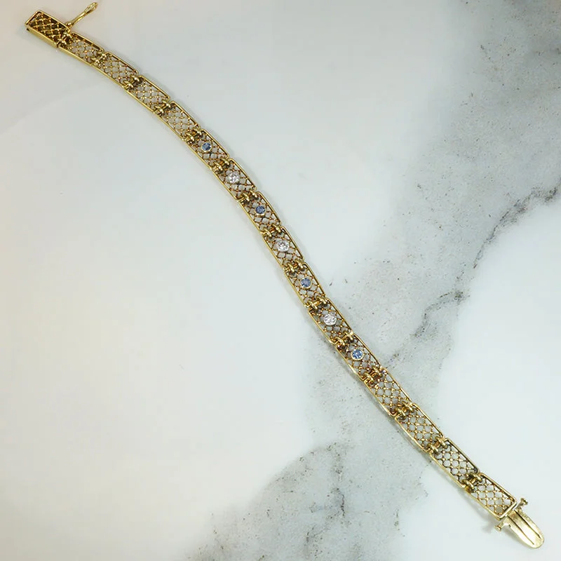 Sapphire & Diamond Lacy Yellow Gold Line Bracelet