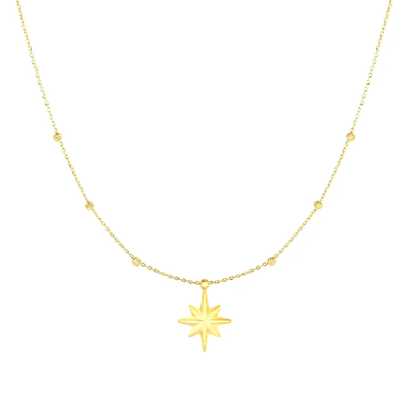 14K Gold Polished North Star Necklace