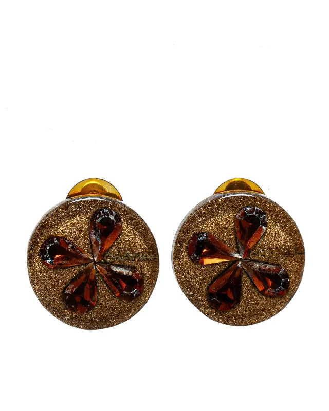 Gold Plated Clover Clip-On Earrings