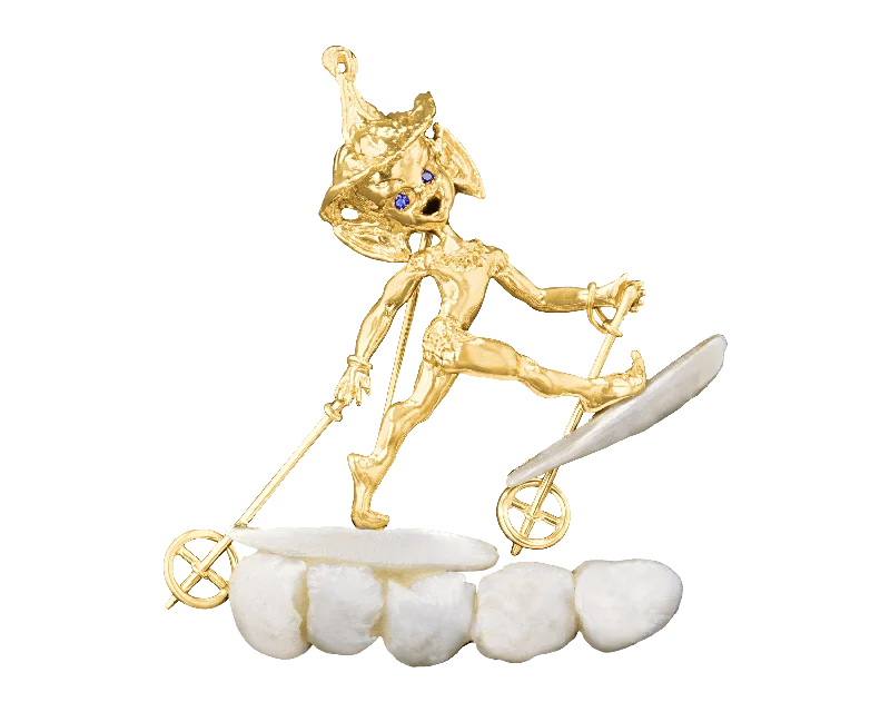 Ruser Baroque Pearl Skiier Brooch