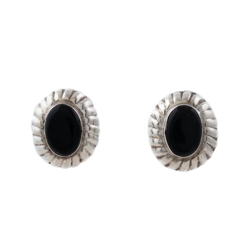 Taxco Onyx Sterling Silver Earrings