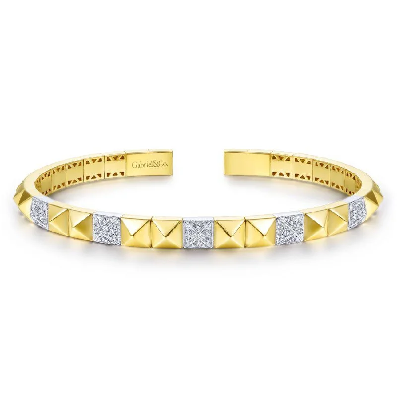 Gabriel & Co. - BG4225-62M45JJ - 14K White-Yellow Gold Diamond Bangle