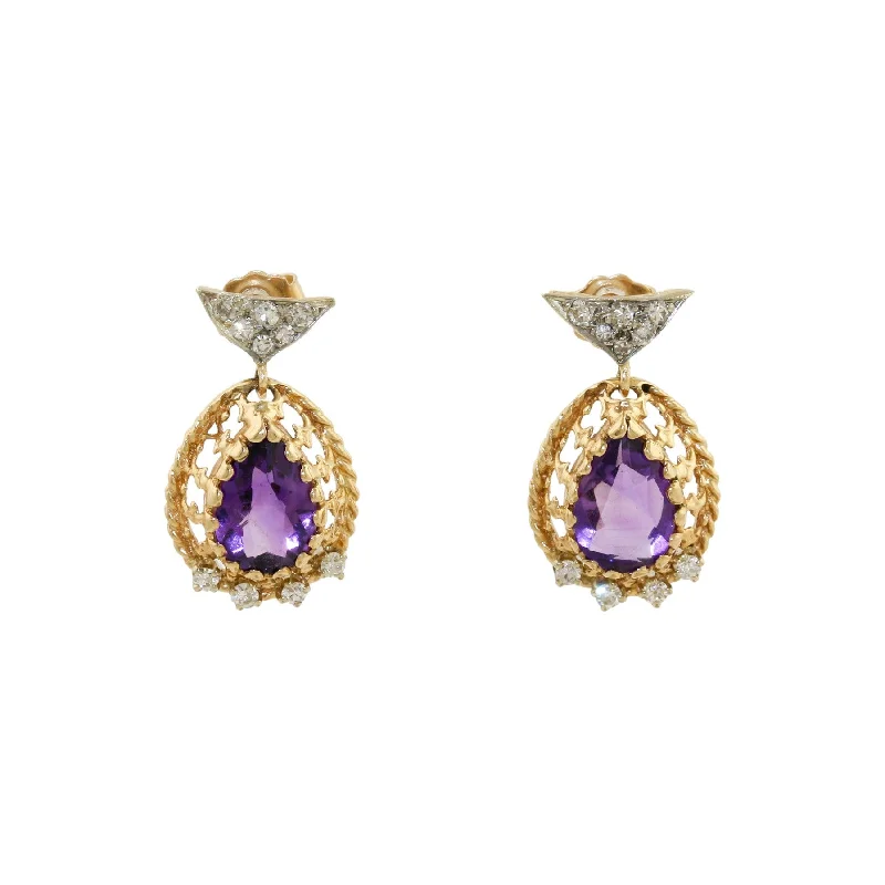 10k Gold x Regal Amethyst & Diamond Earrings