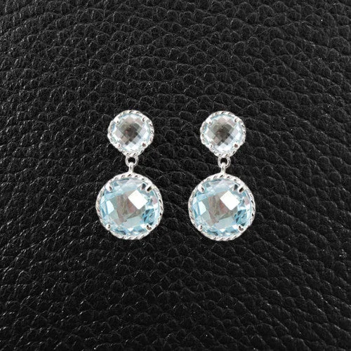 Round Blue Topaz Dangle Earrings