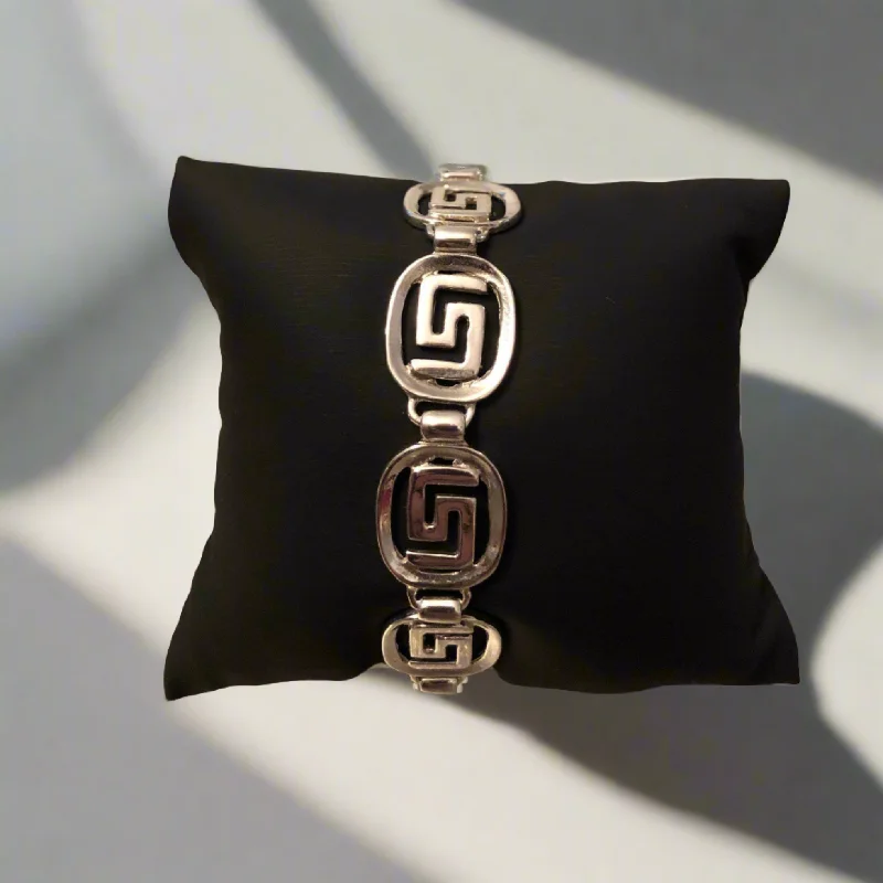 Greek Key Meander Bracelet in Sterling Silver (B-109)