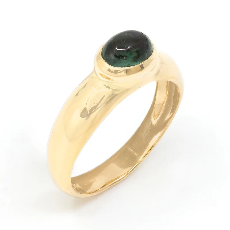 Oval Cabochon Green Tourmaline Ring