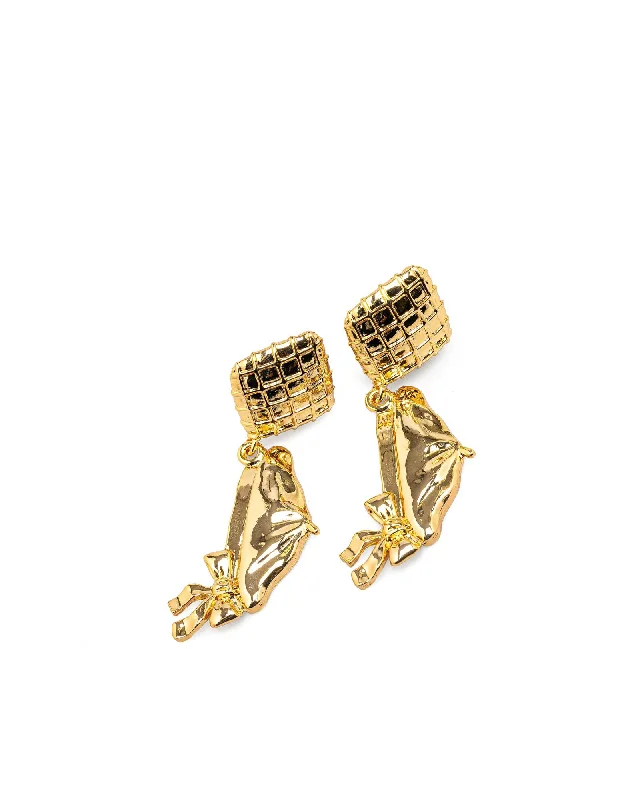 Gold Plated Clip-On Hat Earrings