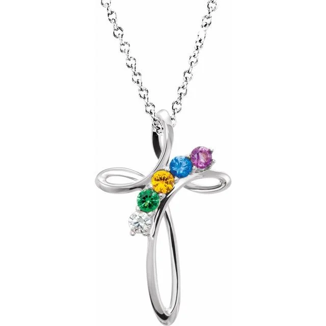 Cross Family Birthstone Pendant or Necklace