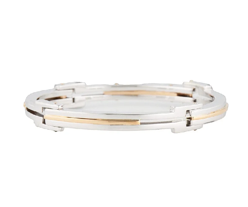 Gents Baraka Double Row Two Tone Hinged Bangle Bracelet in 18K