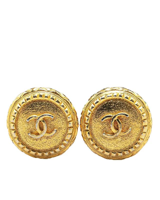 Gold Plated Clip-On Earrings with CC Design