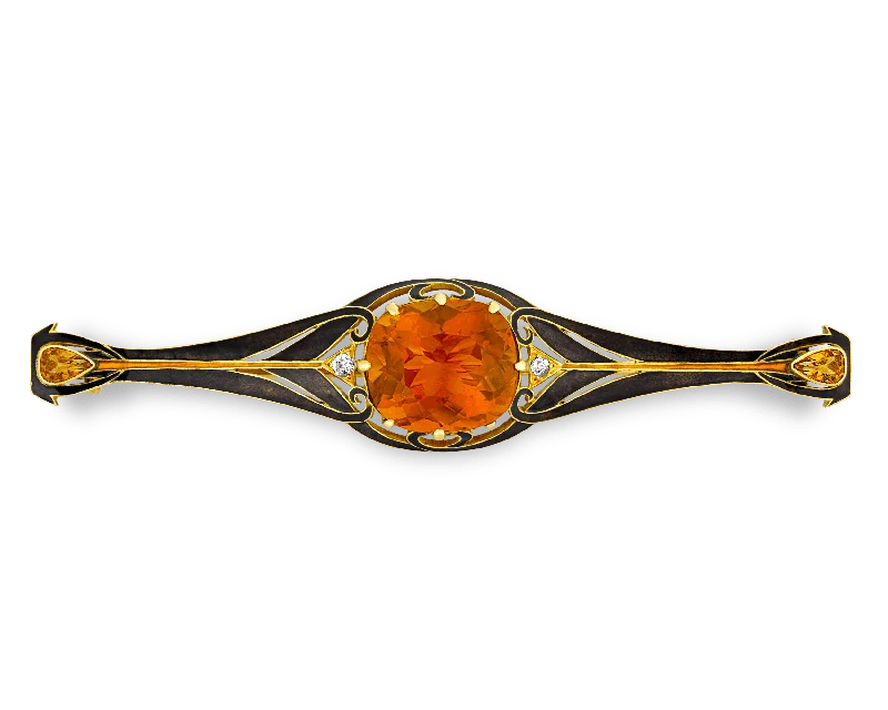 Lalique Citrine and Enamel Brooch