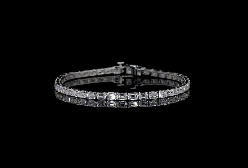 14K White Gold Lab Grown Diamond Emerald Tennis Bracelet BC188