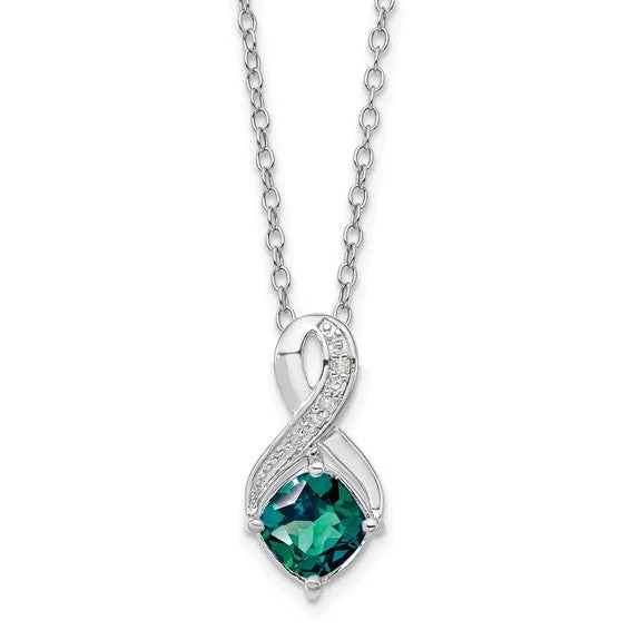 Sterling Silver Alexandrite and Diamond Necklace