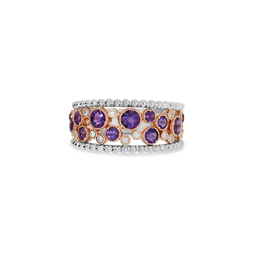 Amethyst & Diamond Band Ring