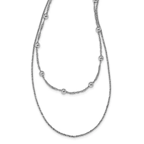 Sterling Silver Double Strand With 4 In Ext. Choker Necklace