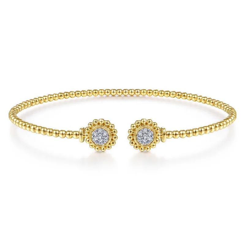 Gabriel & Co. - BG4259-62Y45JJ - 14K Yellow Gold Open Bangle with Pave Diamond Circles