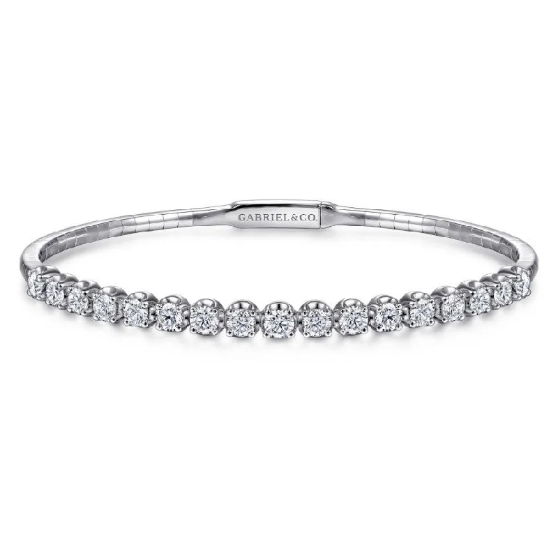 Gabriel & Co. - BG3977-65W45JJ - 14K White Gold Diamond Bangle