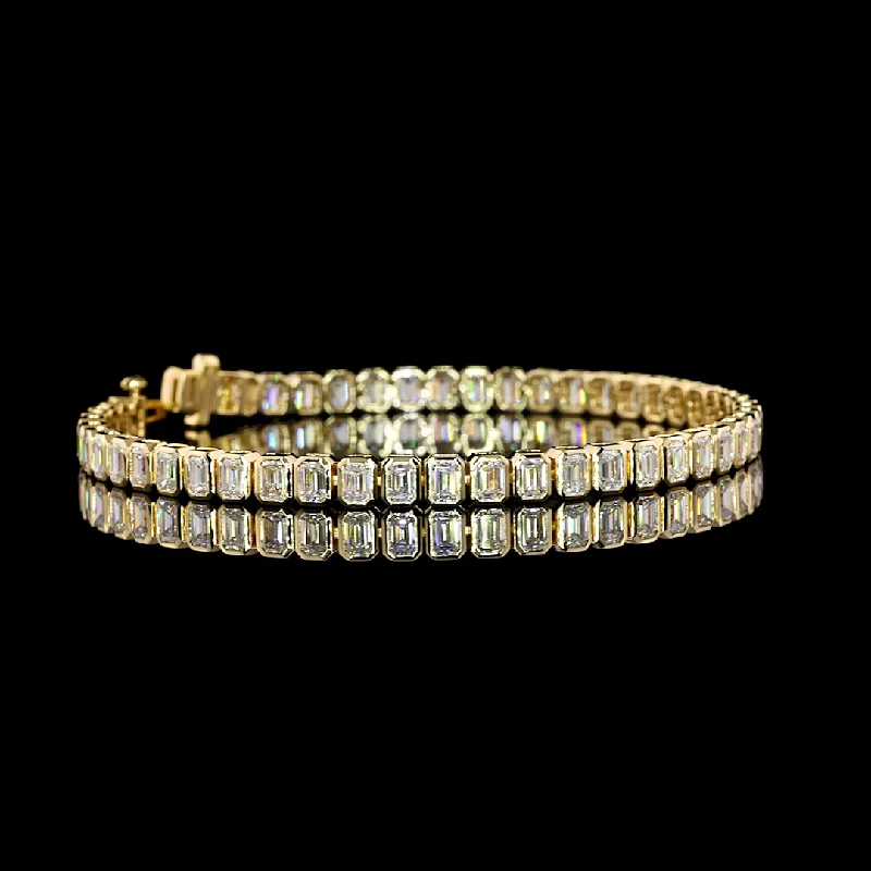 14K Yellow Gold Lab Grown Diamond Emerald Tennis Bracelet BC1147