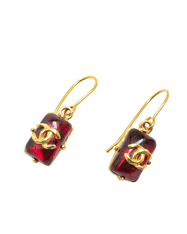 Gold Plated Hook Earrings with Glass Detail