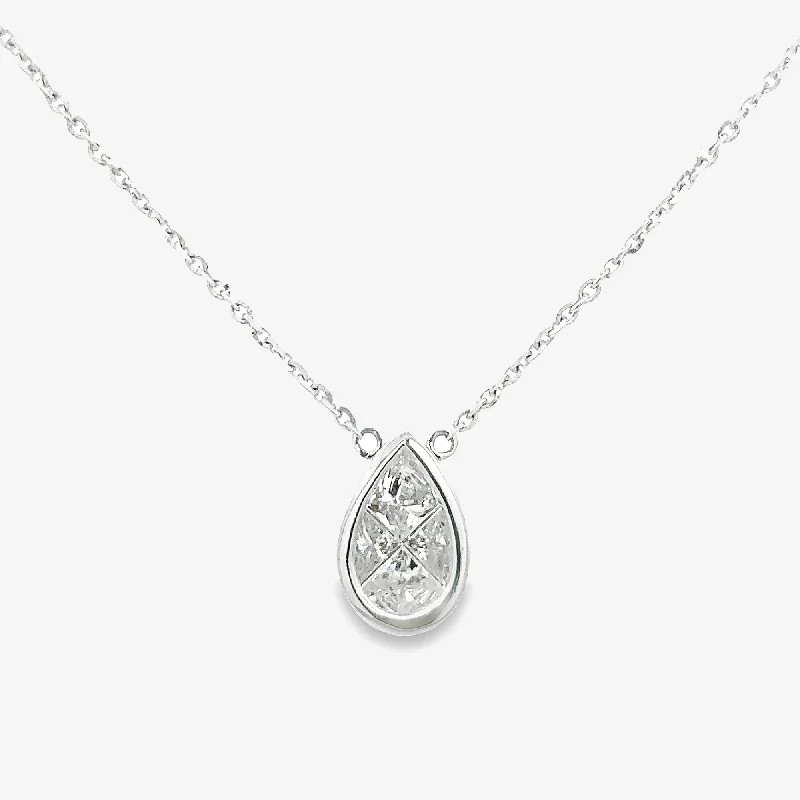 0.75CT Invisible Set Pear Shaped Diamond Necklace