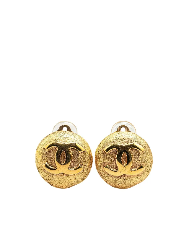 Gold Plated CC Round Clip-On Earrings