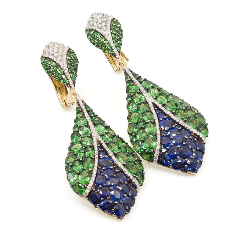 Tsavorite & Sapphire Earring