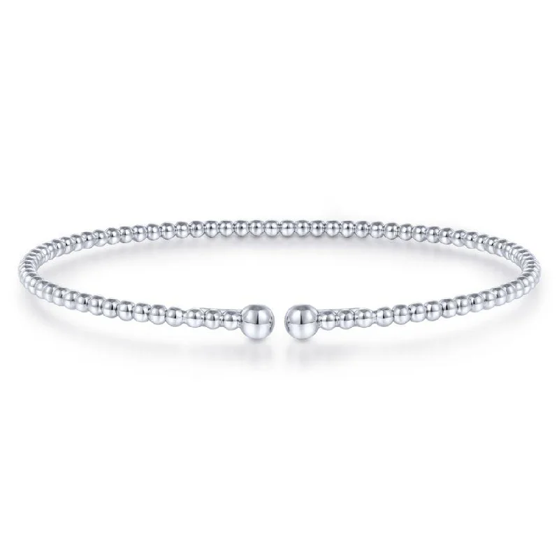 Gabriel & Co. - BG4107-62W4JJJ - Split 14K White Gold Beaded Bujukan Bangle