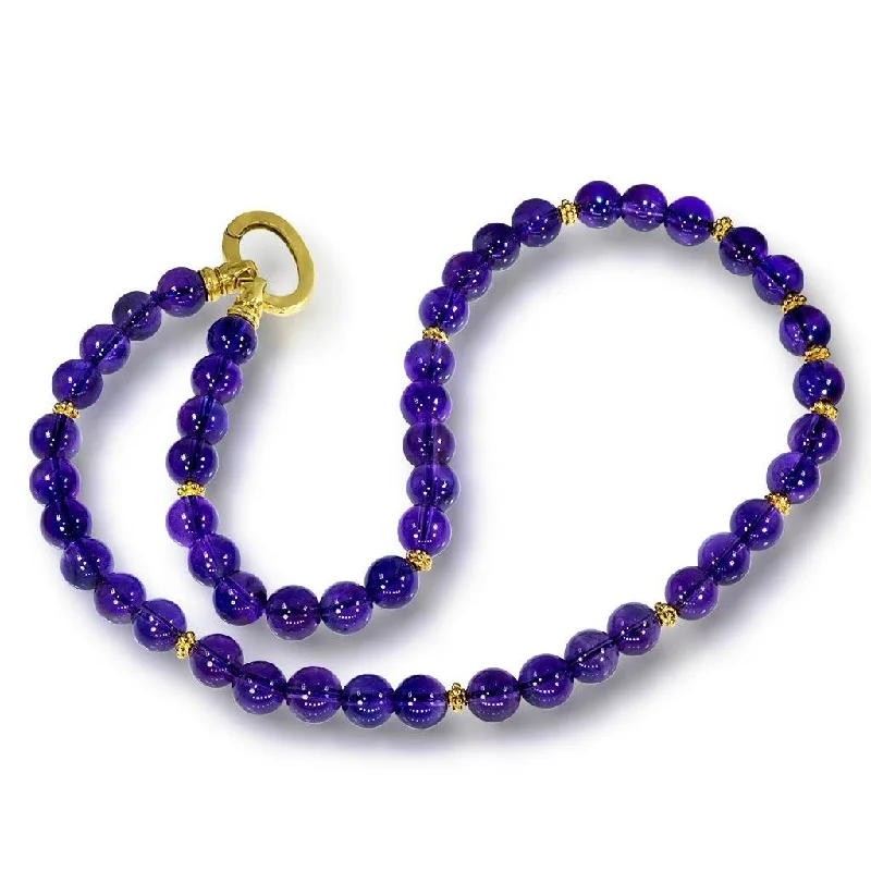 Gold Royal Amethyst Bead Necklace