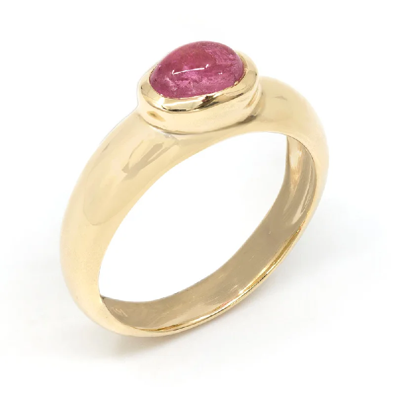 Oval Cabochon Pink Tourmaline Ring