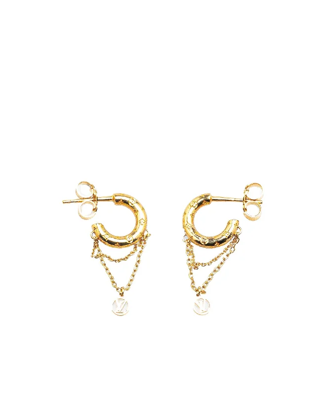 Gold Plated Hoop Earrings with Nanogram Details