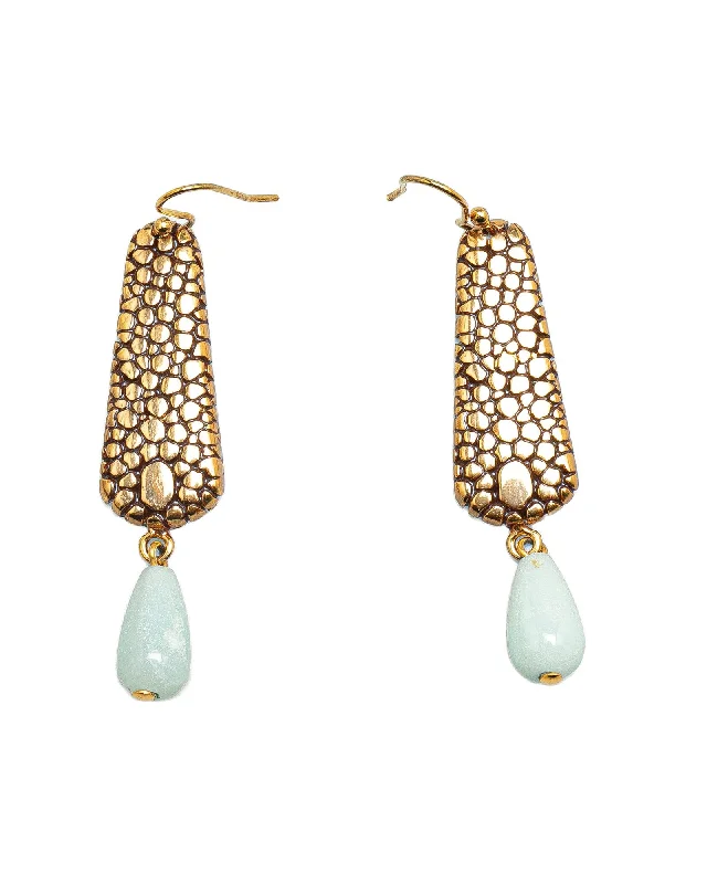 Gold Plated Turquoise French Hook Earrings