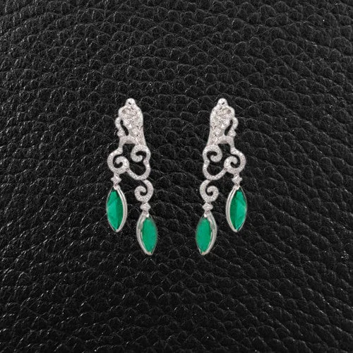 Emerald & Diamond Dangle Earrings