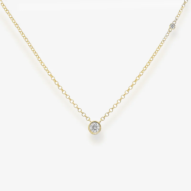 Bezel Set Round 0.20CT Diamond Necklace