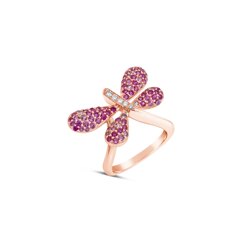 Pink Sapphire & Diamond Dragonfly Ring