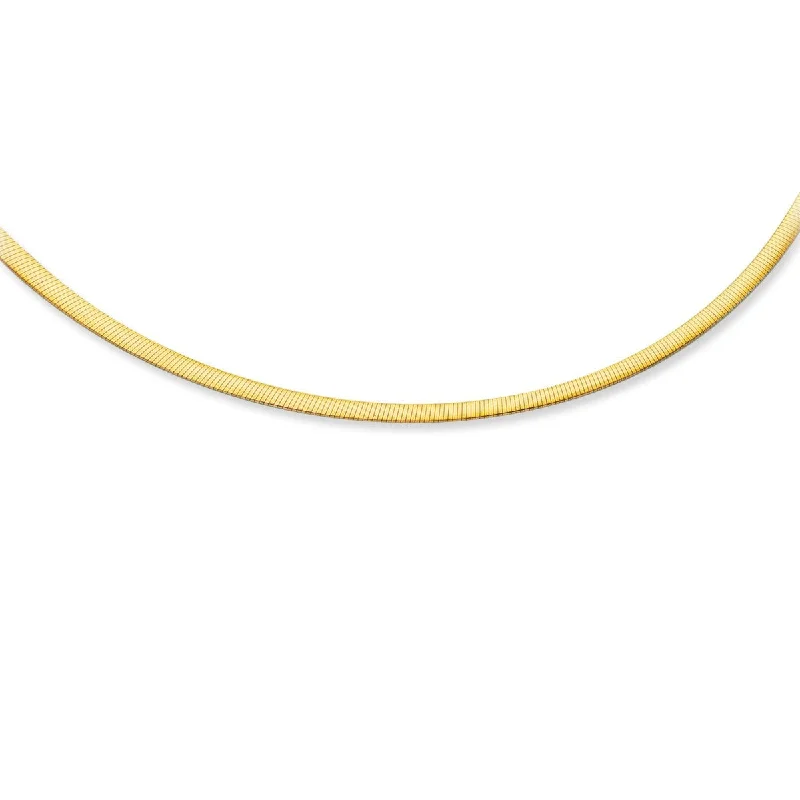 14kt 16" Yellow+ White Gold 4.0mm Diamond Cut Reversible Omega Necklace with Box Catch RSA4-16