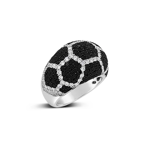 Black & White Diamond Honeycomb Ring